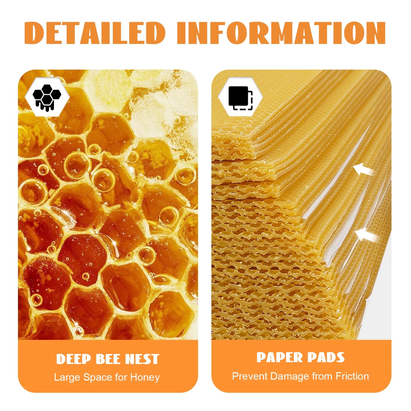 30-Pack Natural Beeswax Hive Foundations Beekeeper's Starter Kit 7.68x16.34" Beekeeping Sheets for Increased Honey Production