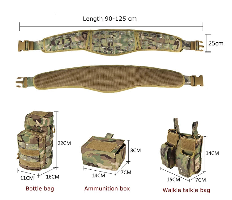 YAKEDA Tactical Battle Belt Duty Belt Law Enforcement Utility Belt Police Belt 7 in 1 Set