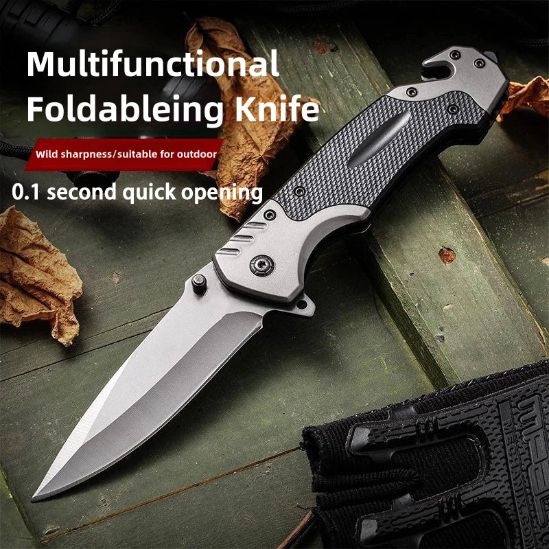 EDC Small Folding Knife with Clip Webbed Opening Padded Lock for Outdoor Survival Camping Hunting Fishing