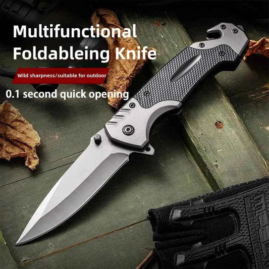 EDC Small Folding Knife with Clip Webbed Opening Padded Lock for Outdoor Survival Camping Hunting Fishing