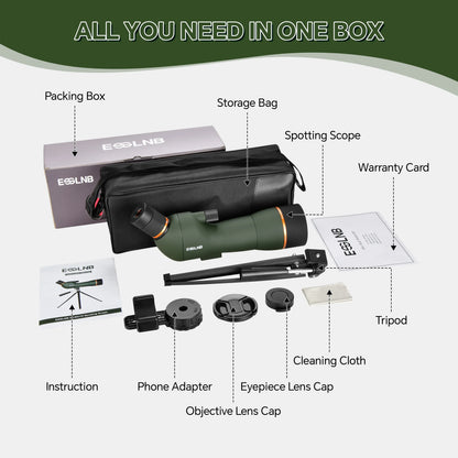 20-60X70 Zoom HD Spotting Scope FMC Lens BAK4 Prism Portable Size Design with Mobile Holder Table Tripod for Bird Watching