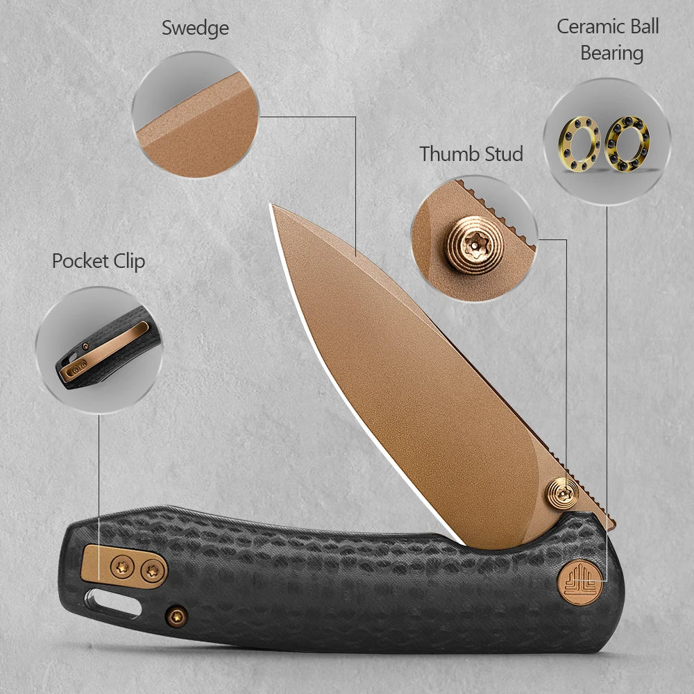 Pocket Folding Dragonfly Knife 14C28N  Blade Micarta G10  Handle High Quality  Survival Camping Hunting  Outdoor Fishing