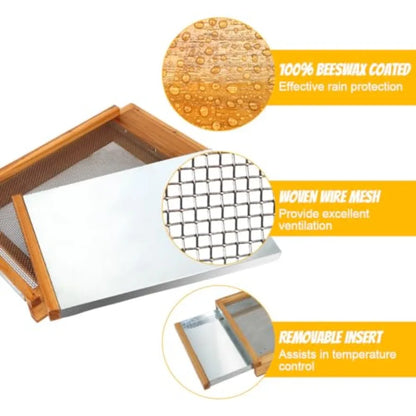 Honey Lake Langstroth Bee Hive Metal Screened Bottom Board Dipped in 100% Beeswax with Entrance Reducer, Screen Bottom Board fo