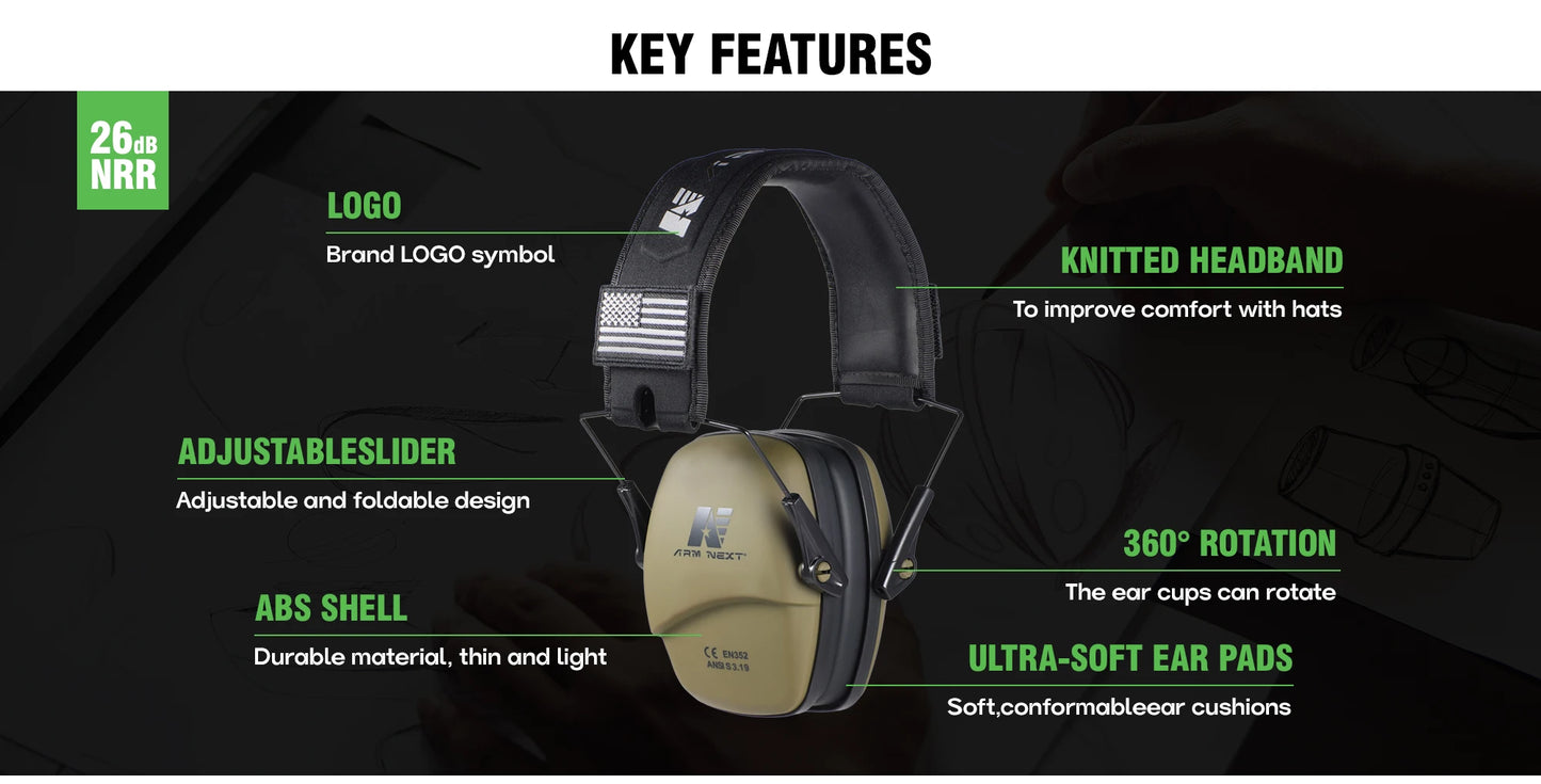 Anti-Noise Ear Plugs Tactical Hunting Folding Ear Defenders Ear Protector Ear Muff Hearing Protection Soundproof For Shooting