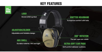Anti-Noise Ear Plugs Tactical Hunting Folding Ear Defenders Ear Protector Ear Muff Hearing Protection Soundproof For Shooting