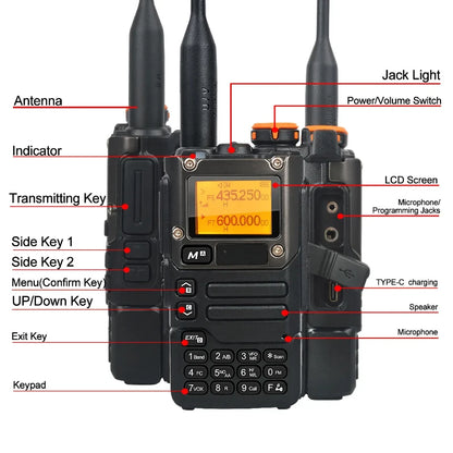 1600mAh 5W Walkie Talkie UV-K5(8) 50-600MHz Air Band Rx Multi-Band 136-600MHz Tx DTMF Scrambler Frequency Scan Copy Vox FM Radio