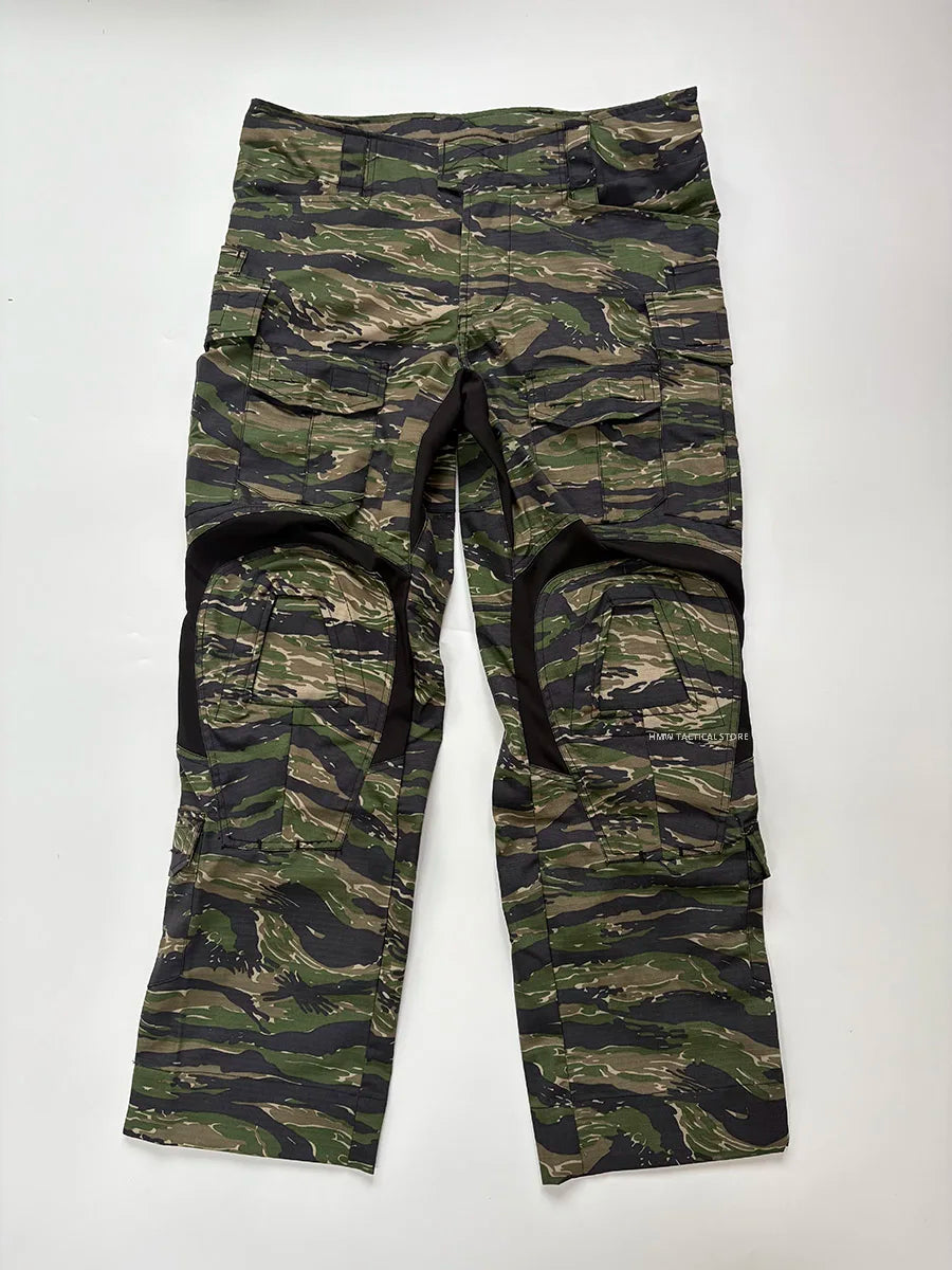 Outdoor Hunting Military Tactics G3 Training Suit, CP Style GEN3 Green Tiger Spot Combat Set, Tactical Top, Tactical Pants Men