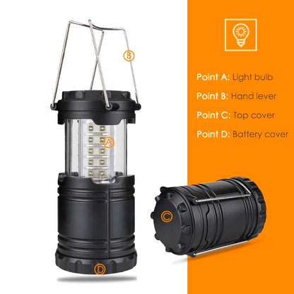 30 LED Tent Lamp Waterproof Camping Light Power by 3*AAA Battery Emergency Light Portable Lantern Working Lighting Flashlight