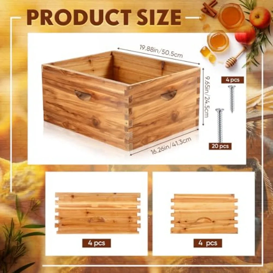 Colingmill Pieces Deep Bee Box for 0 Frame Unassembled Hive Brood Box with Wax Coating, Beekeeping Brood Boxes with Screws, Dip