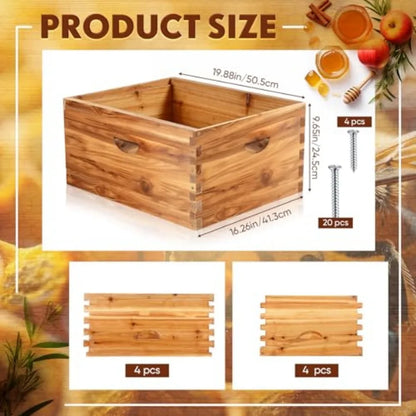 Colingmill Pieces Deep Bee Box for 0 Frame Unassembled Hive Brood Box with Wax Coating, Beekeeping Brood Boxes with Screws, Dip
