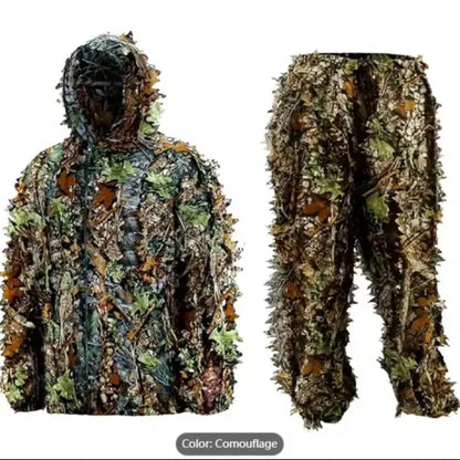 Men's Ghillie Suit, 3D Lightweight Hunting Clothes, Hooded Camouflage Clothing Breathable Hunting Suit
