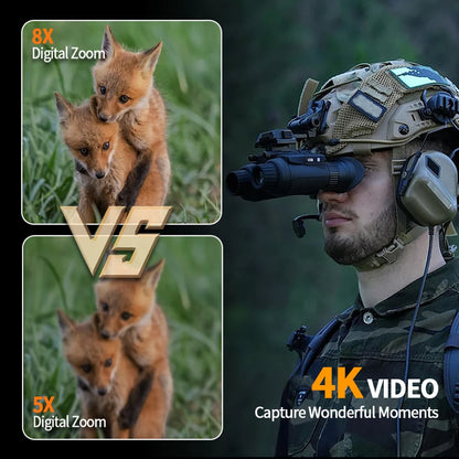 8300 4K Head-Mounted Night Vision Goggles & Binoculars for Adults – Infrared NVG with Manual Focus & 8X Digital Zoom for Hunting, Camping, and Outdoor Surveillance