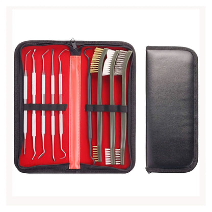 9pcs/Set Toy Gun Cleaning Kit 3 Brass Steel Brushes 6 Stainless Steel Pick Rifle Cleaning Tool