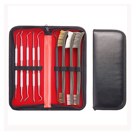 9pcs/Set Toy Gun Cleaning Kit 3 Brass Steel Brushes 6 Stainless Steel Pick Rifle Cleaning Tool