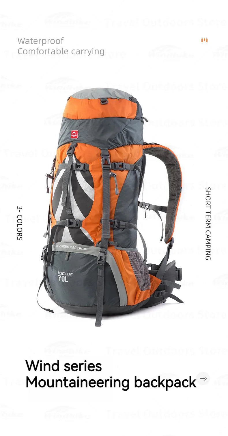 Naturehike 70+5L Backpack Hiking Travel Mountaineering Knapsack Softback Large Capacity Men Waterproof Rucksack With Rain Cover