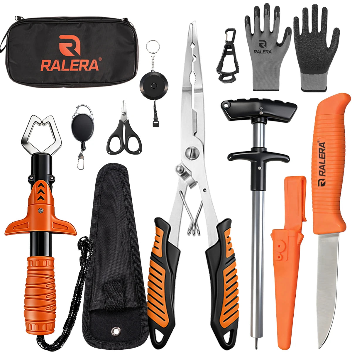 Lure fishing equipment: fish gripper, fishing pliers, hook remover, fishing knife, complete set, essential for fishing