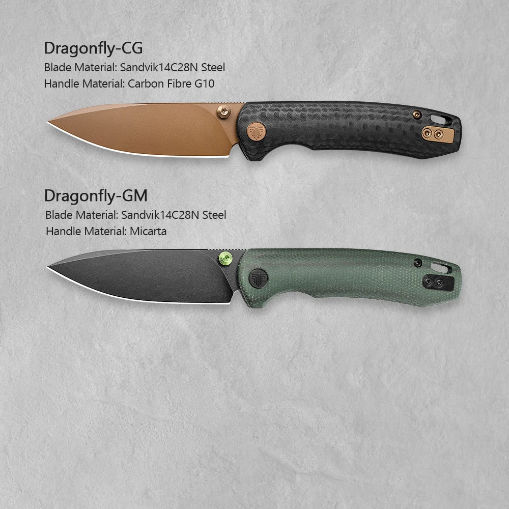 Pocket Folding Dragonfly Knife 14C28N  Blade Micarta G10  Handle High Quality  Survival Camping Hunting  Outdoor Fishing