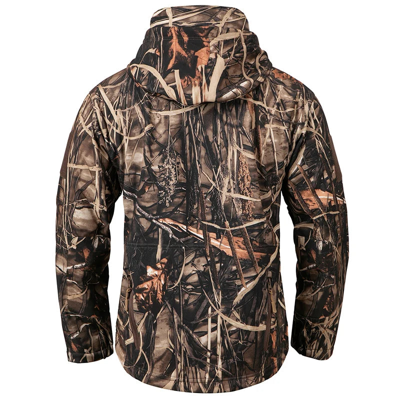 Men's Silent Soft Shell Camouflage Tactical Jacket Waterproof Warm Fleece