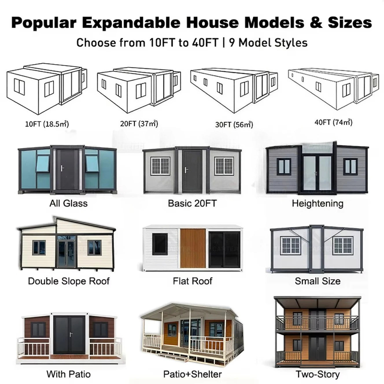 Luxury Foldable Container House with Terrace - Portable Modular Tiny House 1-3 Bedroom Custom Prefab House for Living