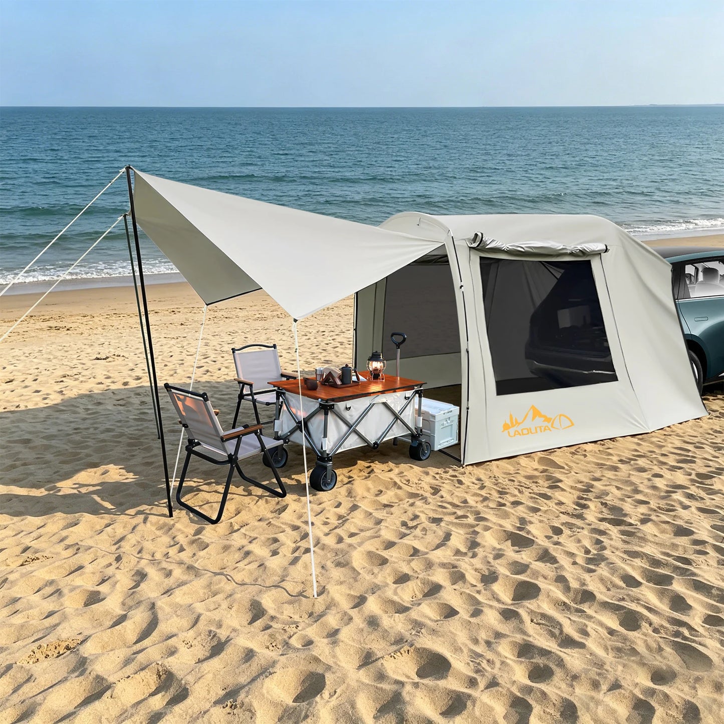 Car Awning Outdoor Tent, Car Tent Attachment For Camping, Car Camping Tent,Rear-Extending Car Tent