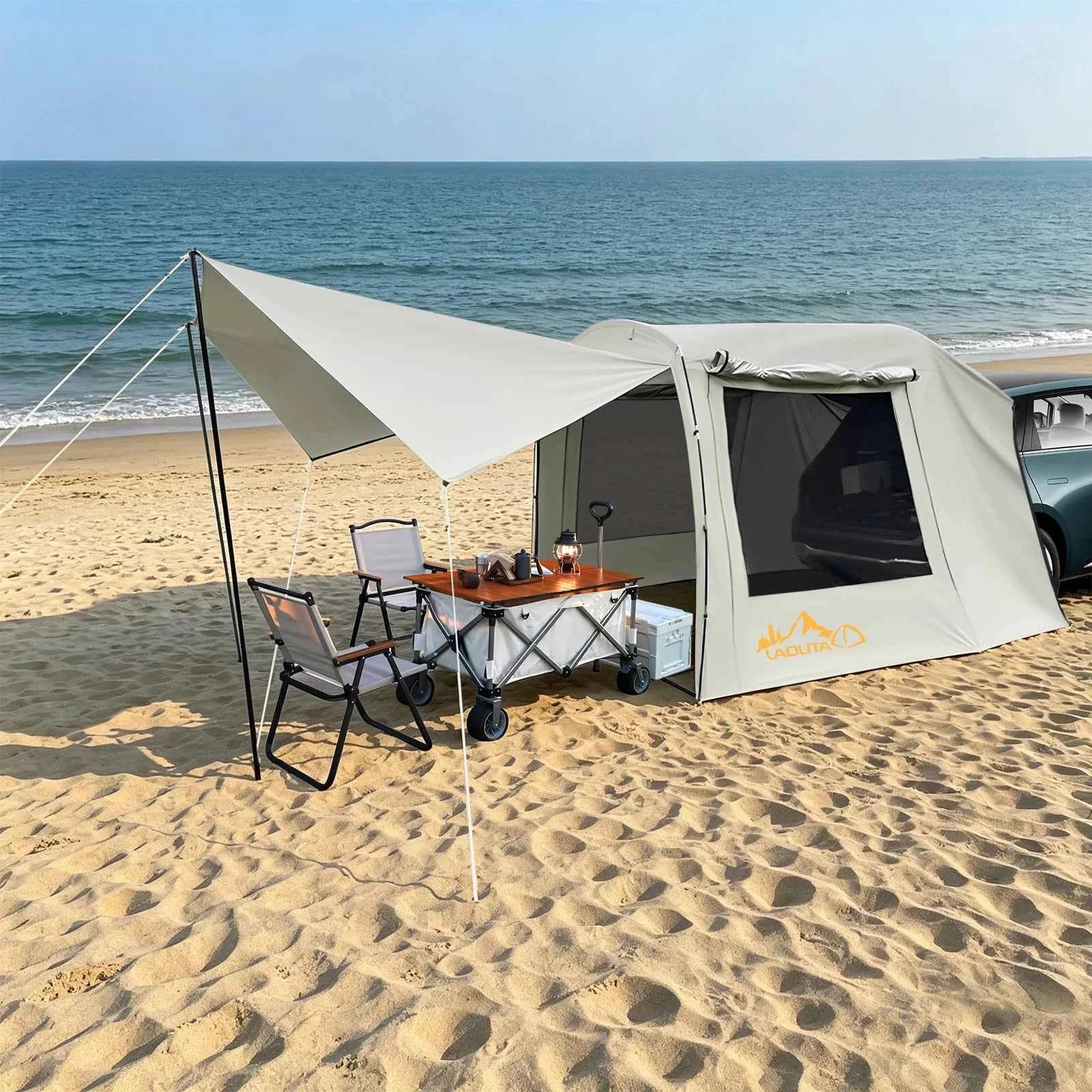Car Awning Outdoor Tent, Car Tent Attachment For Camping, Car Camping Tent,Rear-Extending Car Tent