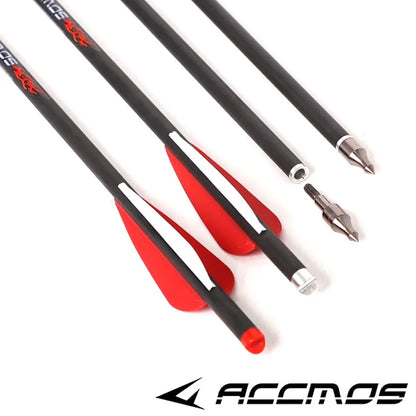 Pure Carbon Arrows 16 17 18 20 22 inch Crossbow Bolts with Arrow Feather Arrowheads for Archery Traditional Bow Hunting Shooting