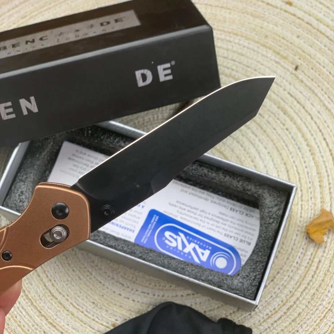 Rose gold BM940 folding knife, aluminum alloy handle, CNC precision grinding bearing lock folding knife, men's gift, festival gi