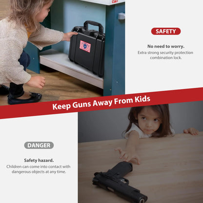Hard Pistol Case, Waterproof Shockproof Lockable Handgun Case with Foam, TSA Compliant Travel Case for Semi-Auto Pistols and Revolvers