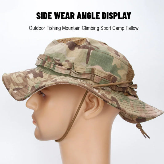 1pc/5pcs Camo Boonie Hat Sunscreen Breathable Bucket Hat Men's Outdoor Hiking Hunting Fishing Windproof Fisherman's Hat