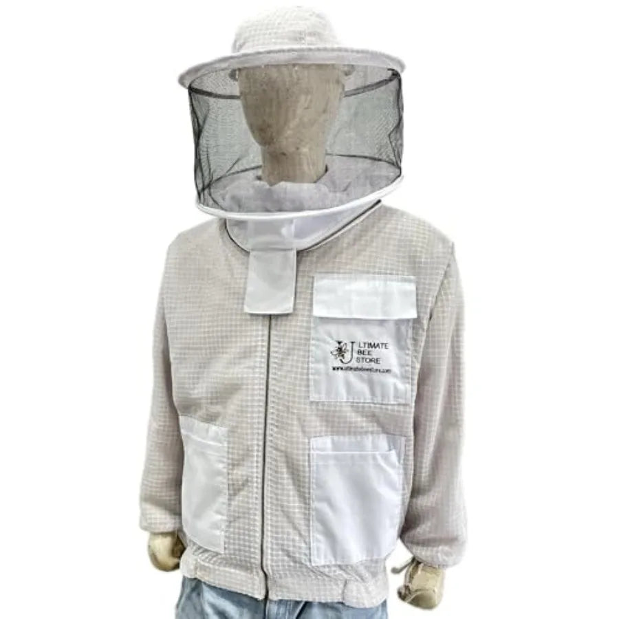 Ultra Ventilated Bee Jacket Beekeepers 3 Layer Beekeeping Jacket Sting Resistant Apiarist Jacket for Men and Women with Pair of