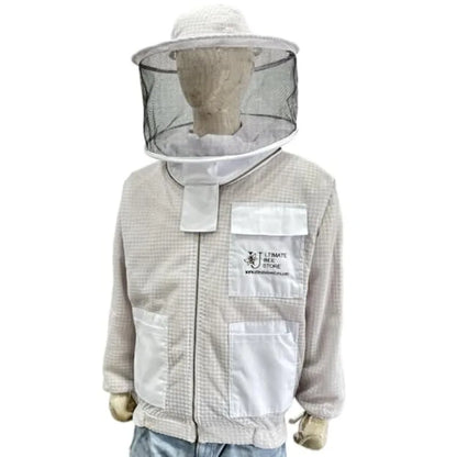 Ultra Ventilated Bee Jacket Beekeepers 3 Layer Beekeeping Jacket Sting Resistant Apiarist Jacket for Men and Women with Pair of