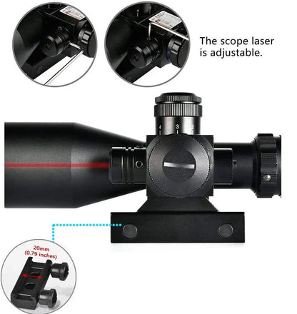 ANS 2.5-10x40 Tactical Rifle Scope Red Green Mil-dot illuminated Red Laser Mount