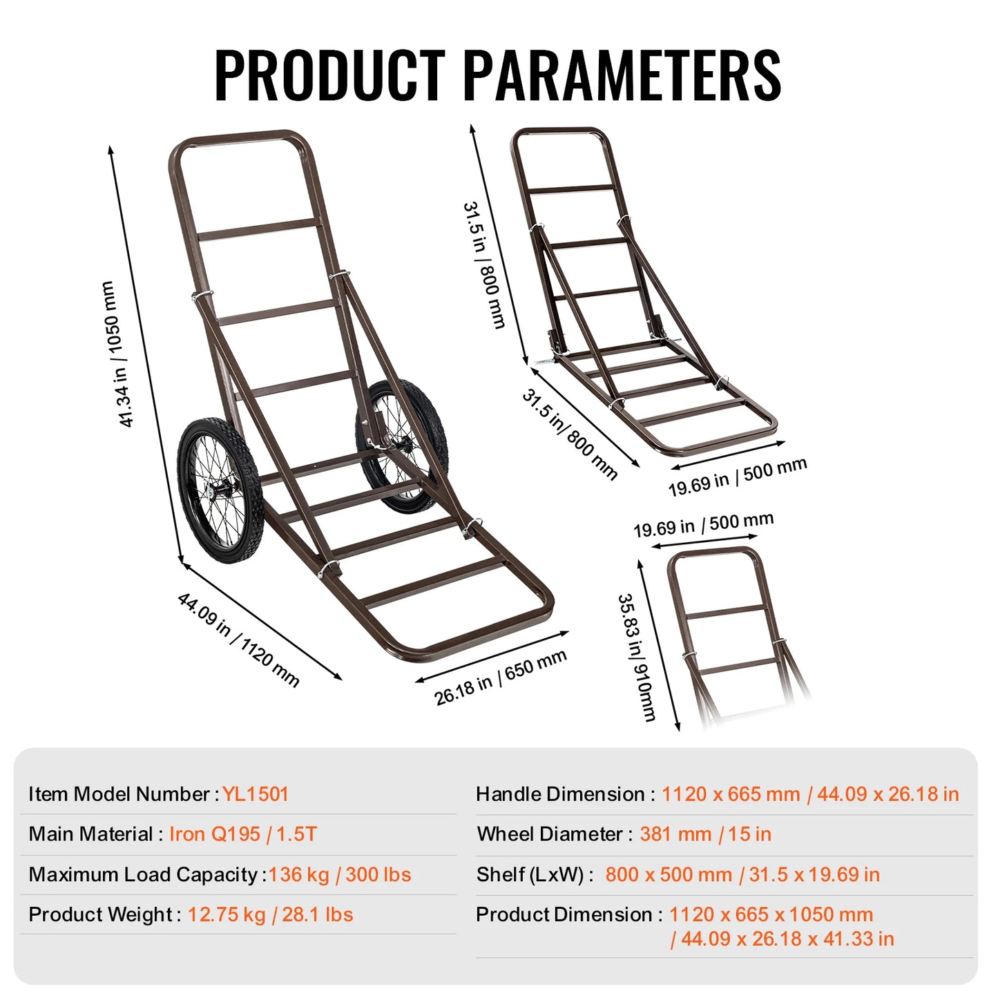 Deer Cart 300 LBS Capacity Folding Game Cart