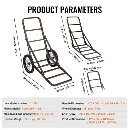Deer Cart 300 LBS Capacity Folding Game Cart