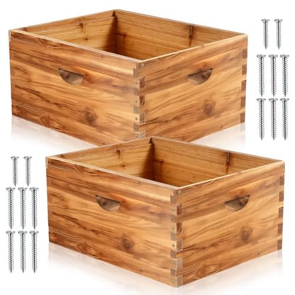 Colingmill Pieces Deep Bee Box for 0 Frame Unassembled Hive Brood Box with Wax Coating, Beekeeping Brood Boxes with Screws, Dip