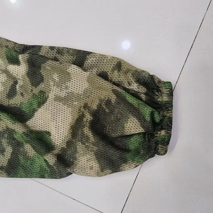 Men Fishing Hiking Sets Outdoor Tactical Mesh Hoodie Mosquito-Proof Set Camping Jacket Elastic Waistband Hunting Pants Men Kids