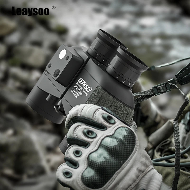 10x50 Binoculars High Power HD, Illuminated Compass & Internal Rangefinder for Hunting Hiking, Bak4 Prism FMC Lens Tact