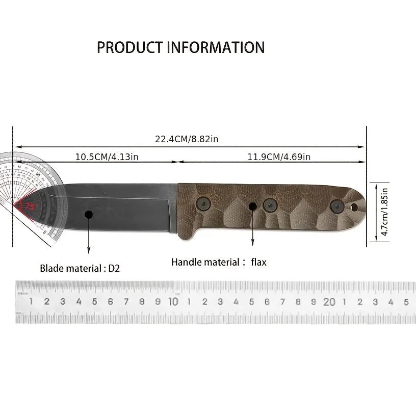 PR4 High Hardness Fixed Blade Durable D2 Steel Blade Outdoor Camping Hiking EDC Survival Tool for Exploration and Survival Gift