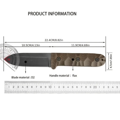 PR4 High Hardness Fixed Blade Durable D2 Steel Blade Outdoor Camping Hiking EDC Survival Tool for Exploration and Survival Gift