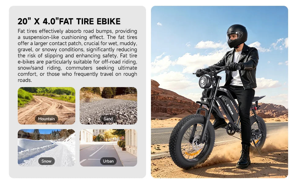 1500W Mountain Ebike 48V 15Ah Lithium Battery 31MPH Max Speed 65Miles Long Range Adult Off Road Electric Mountain Bike 20 inch