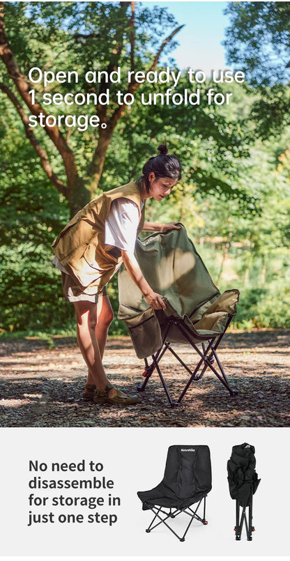 Naturehike High Back Moon Chair Camping Outdoor Fishing Folding Adjustable Lounge Chair Portable Picnic Garden Leisure Seat