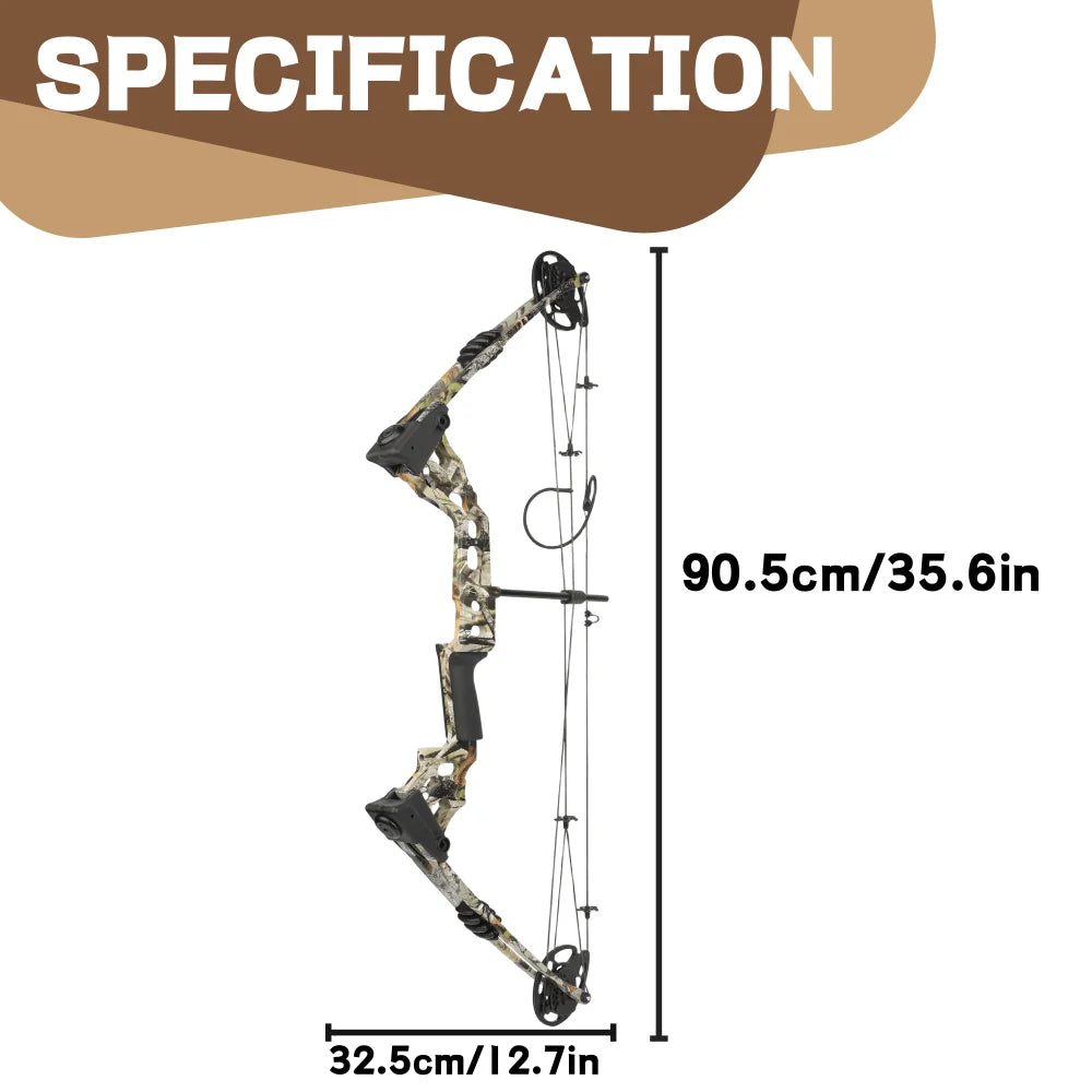 Compound Bow Set 20-70lbs Adjustable 320FPS 80% Let-off RH LH for Hunting Target Shooting Archery Practice Use