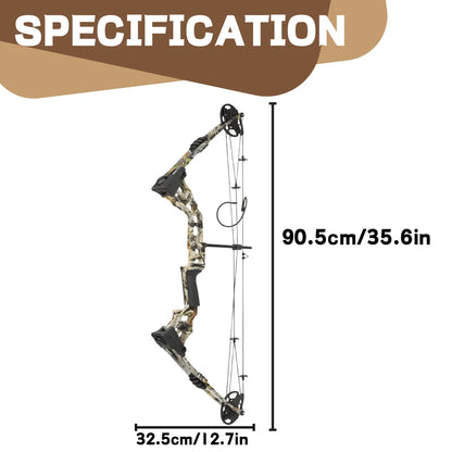Compound Bow Set 20-70lbs Adjustable 320FPS 80% Let-off RH LH for Hunting Target Shooting Archery Practice Use