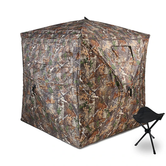 Hunting Blind See Through with Carrying Bag, 2-3 Person Pop Up Ground Blinds 270 Degree, for Deer & Turkey Hunting (Camouflage)