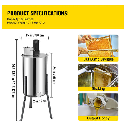 SucceBuy Honey Extractor 2 3 4 Frame Manual Electric Stainless Steel Honeycomb Spinner Crank Honey Centrifuge Beekeeping Equipment