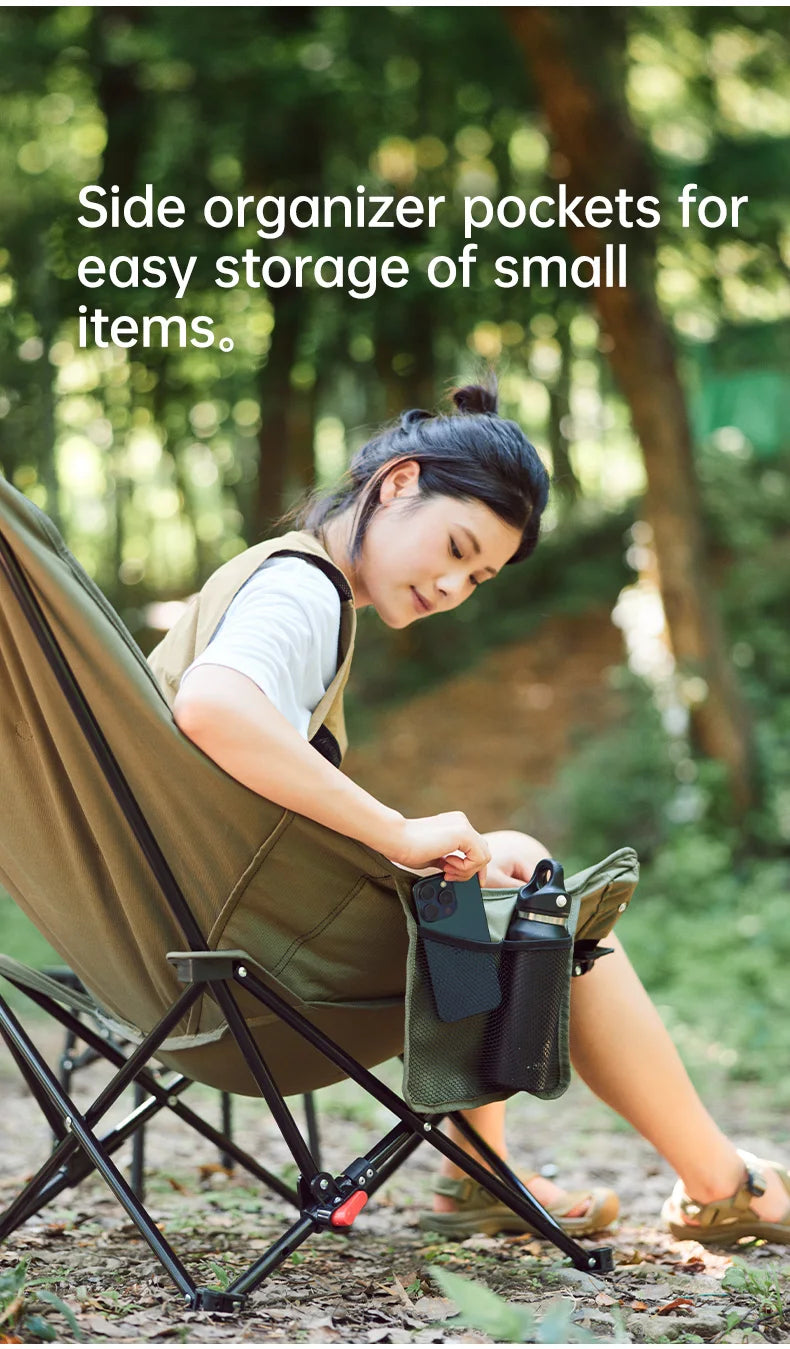 Naturehike High Back Moon Chair Camping Outdoor Fishing Folding Adjustable Lounge Chair Portable Picnic Garden Leisure Seat