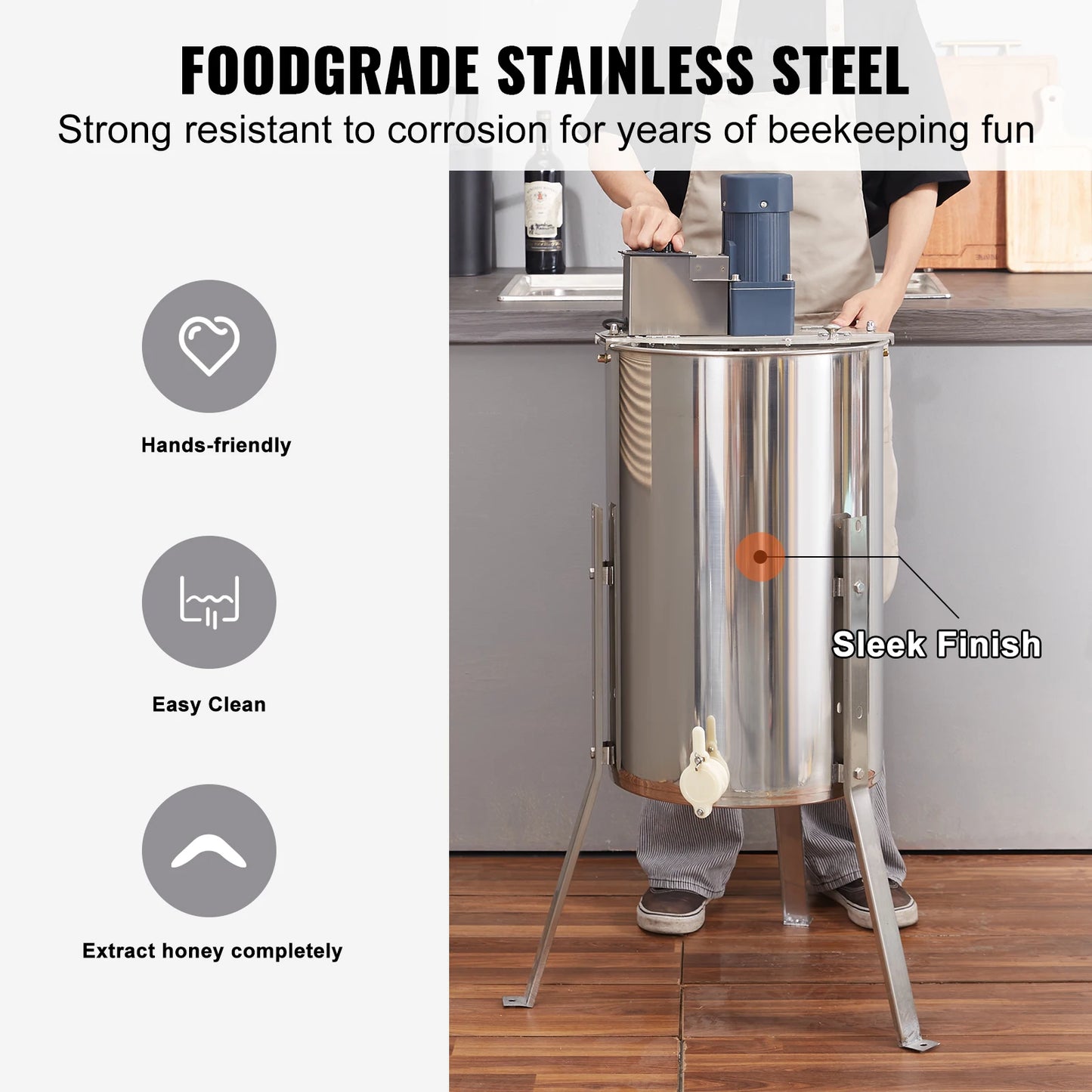 SucceBuy Honey Extractor 2 3 4 Frame Manual Electric Stainless Steel Honeycomb Spinner Crank Honey Centrifuge Beekeeping Equipment