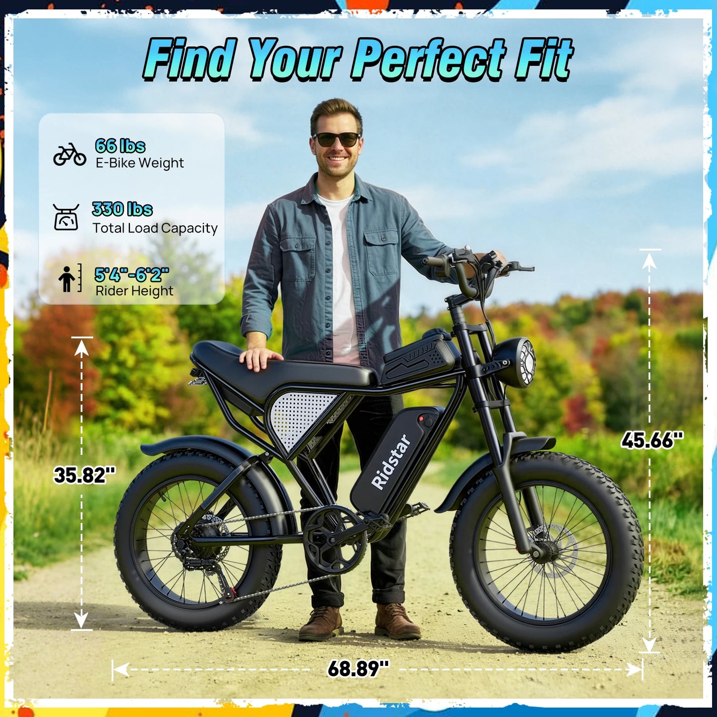 Ridstar Electric Bike for Adults Peak 1500W 31 MPH 48V 15.6AH MINI30 E-Bike Electric Bicycle 20x4" Fat Tire Mountain Bike