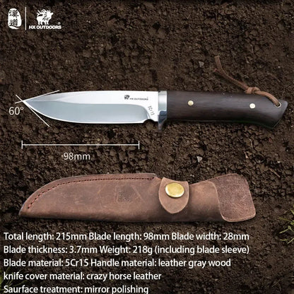 HX OUTDOORS Forest Survival Knife Hunting 5cr15 Stainless Steel 58HRC Straight Knives Essential Tool for Self-defense