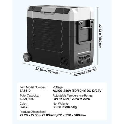 SucceBuy 20L 22L 35L 45L 55L Car Refrigerator Mini Fridge Freezer Portable Compressor Cooler DC 110-240V Ice Box for Camping